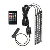 Lumina Led interior Auto senzor sunet 4 benzi autoadezive 12 v cu telecomanda